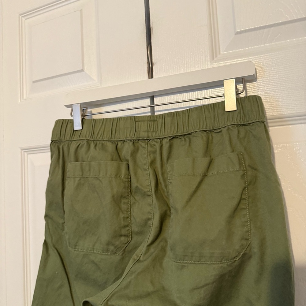 Pact Daily Twill Cropped Pants Medium Organic Cotton Stretch Olive Green Pull On - Picture 6 of 8
